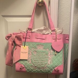 Juicy Couture Pink and Green Quilted Tote daydreamer